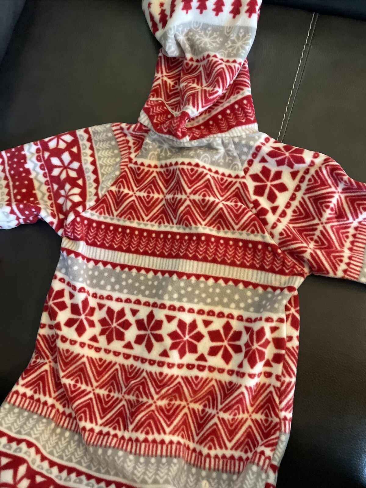 Garnet Hill pajama sleep pj 1 piece party birthday kid family Snowflake red b