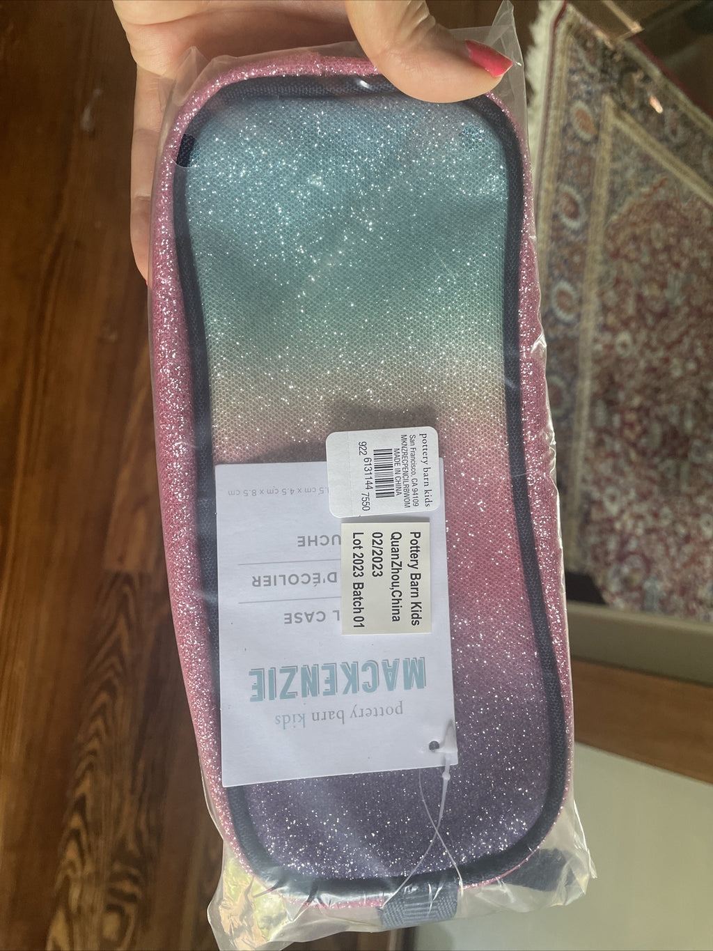 Pottery barn School diseny Rainbow Glitter OMBRE pencil CASE bag girl gift ??