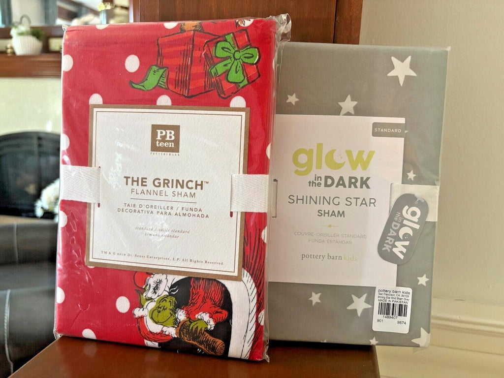 Pottery Barn GRINCH SHAM STAR Christmas Holiday Dr Seuss MAX kids school SET =