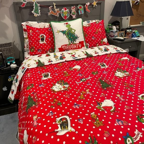 Pottery Barn GRINCH SHAM STAR Christmas Holiday Dr Seuss MAX kids school SET =