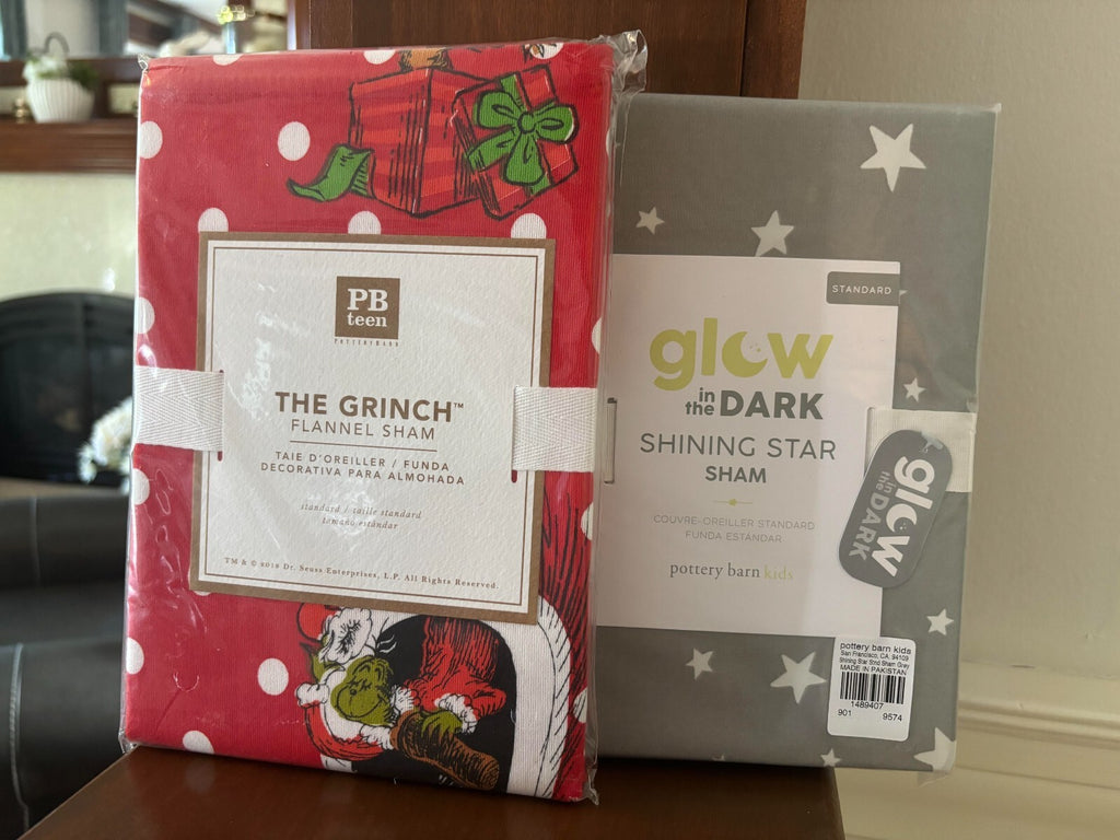 Pottery Barn GRINCH SHAM STAR Christmas Holiday Dr Seuss MAX kids school SET =