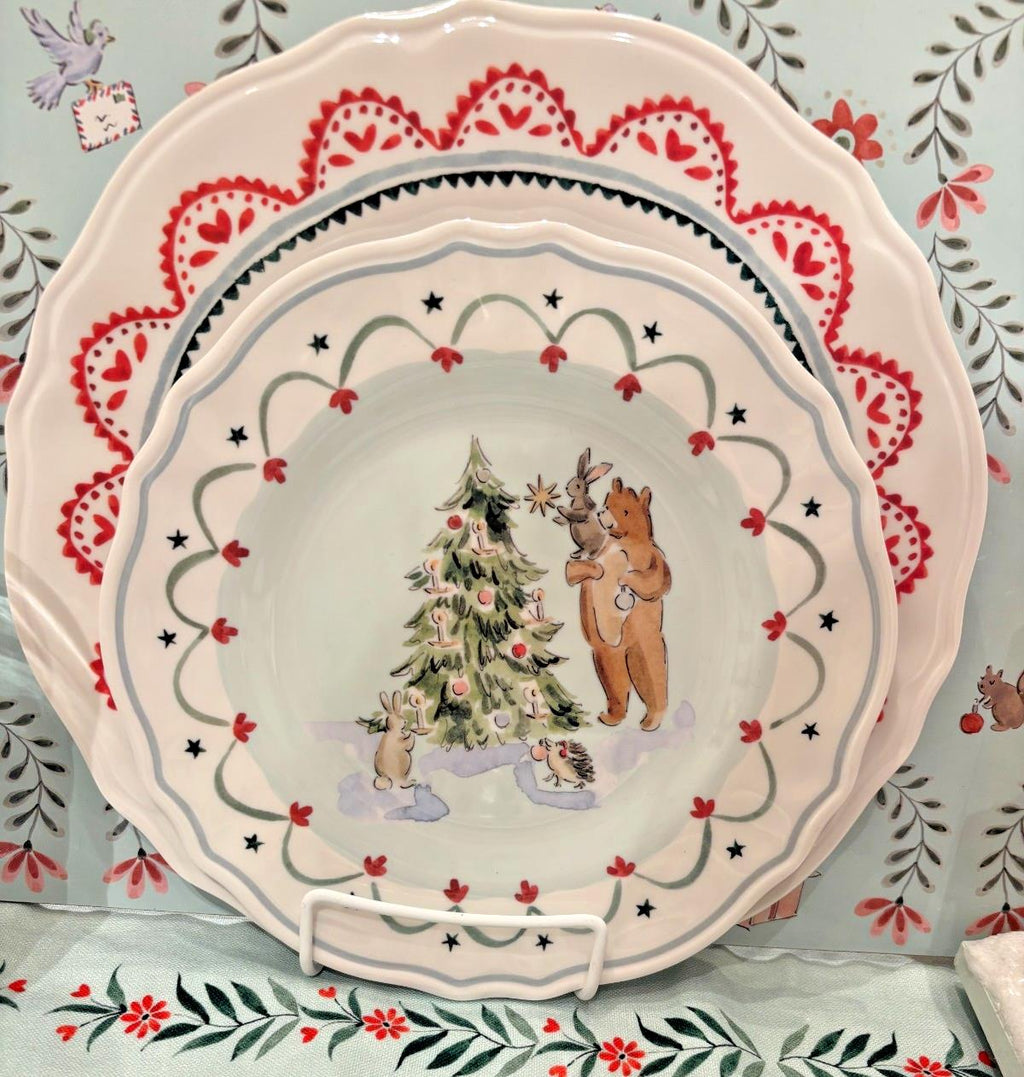Pottery Barn holiday Christmas Riley party school Disney dinner Plate gift SET 4
