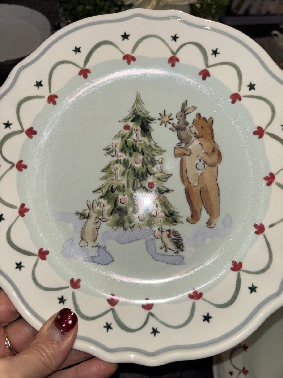 Pottery Barn holiday Christmas Riley party school Disney dinner Plate gift SET 4