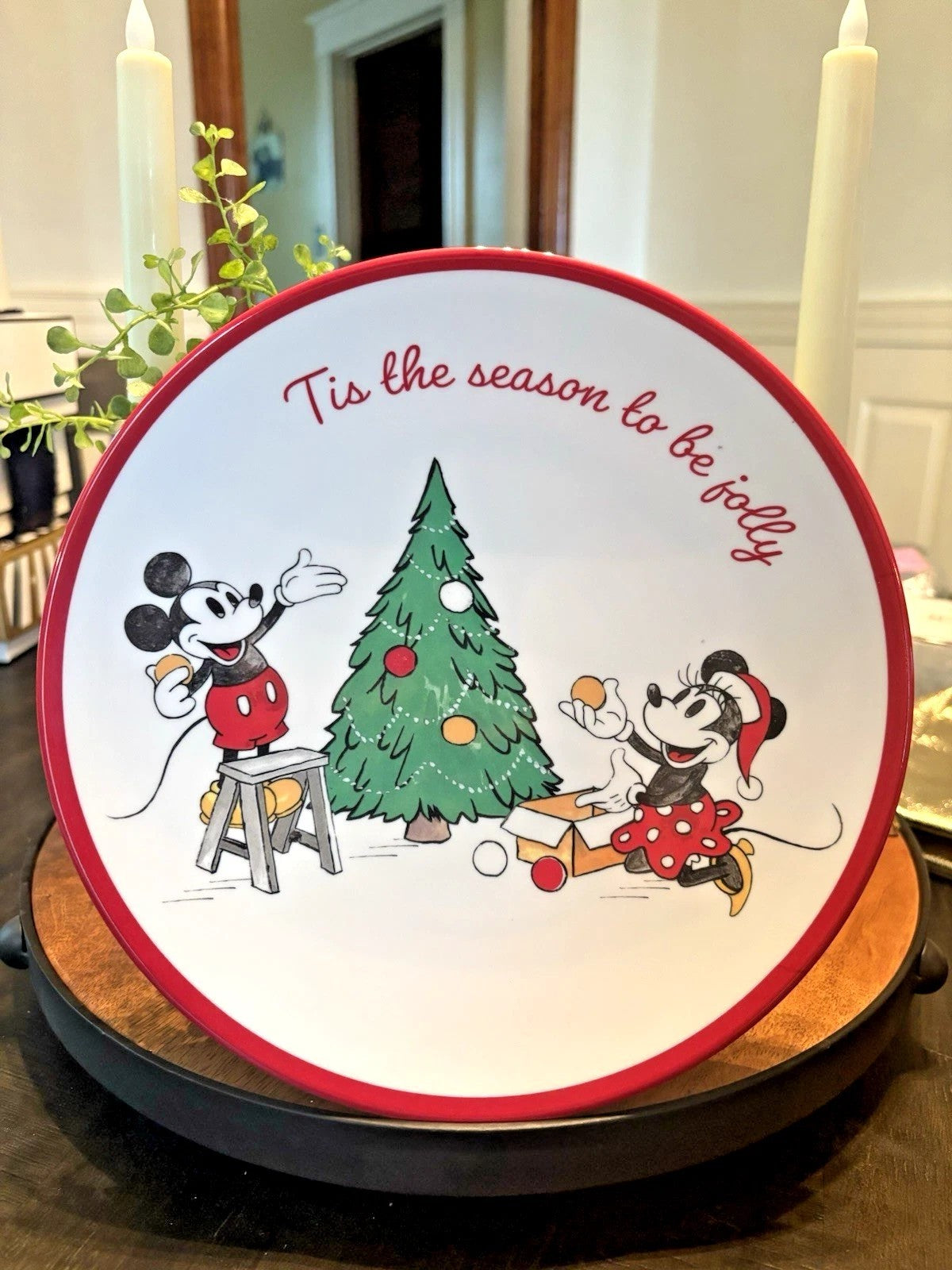 Disney Mickey Mouse Pottery Barn PLATE++CUP+UTENSIL Christmas holiday party set