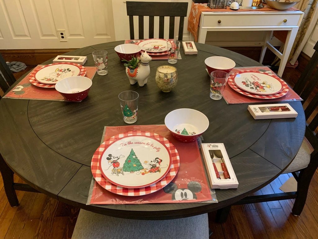 Disney Mickey Mouse Pottery Barn PLATE++CUP+UTENSIL Christmas holiday party set