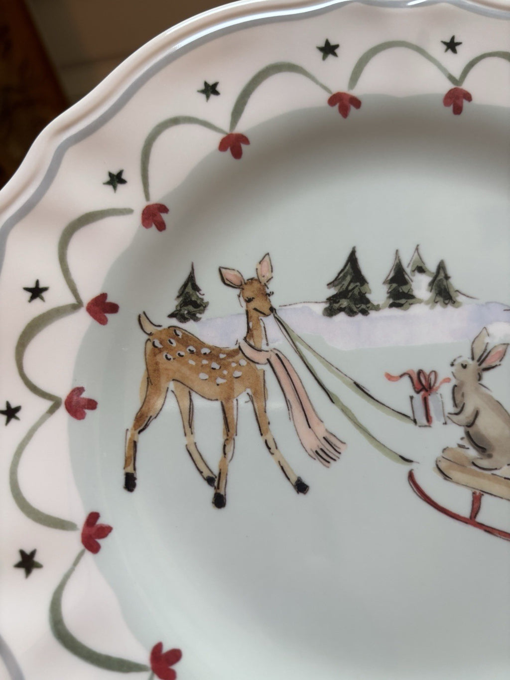 Pottery Barn holiday Christmas Riley party school Disney dinner Plate gift SET 4