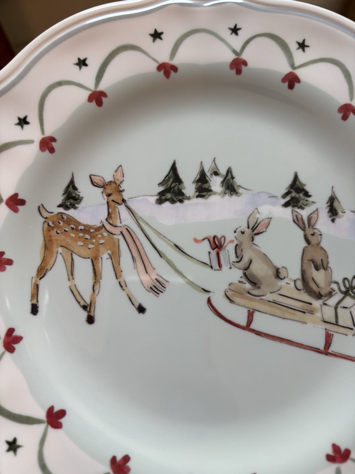 Pottery Barn holiday Christmas Riley party school Disney dinner Plate gift SET 4
