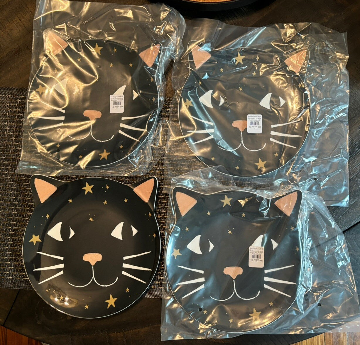 Pottery Barn Disney Plate Halloween Holiday party school black cat SET 4 gift