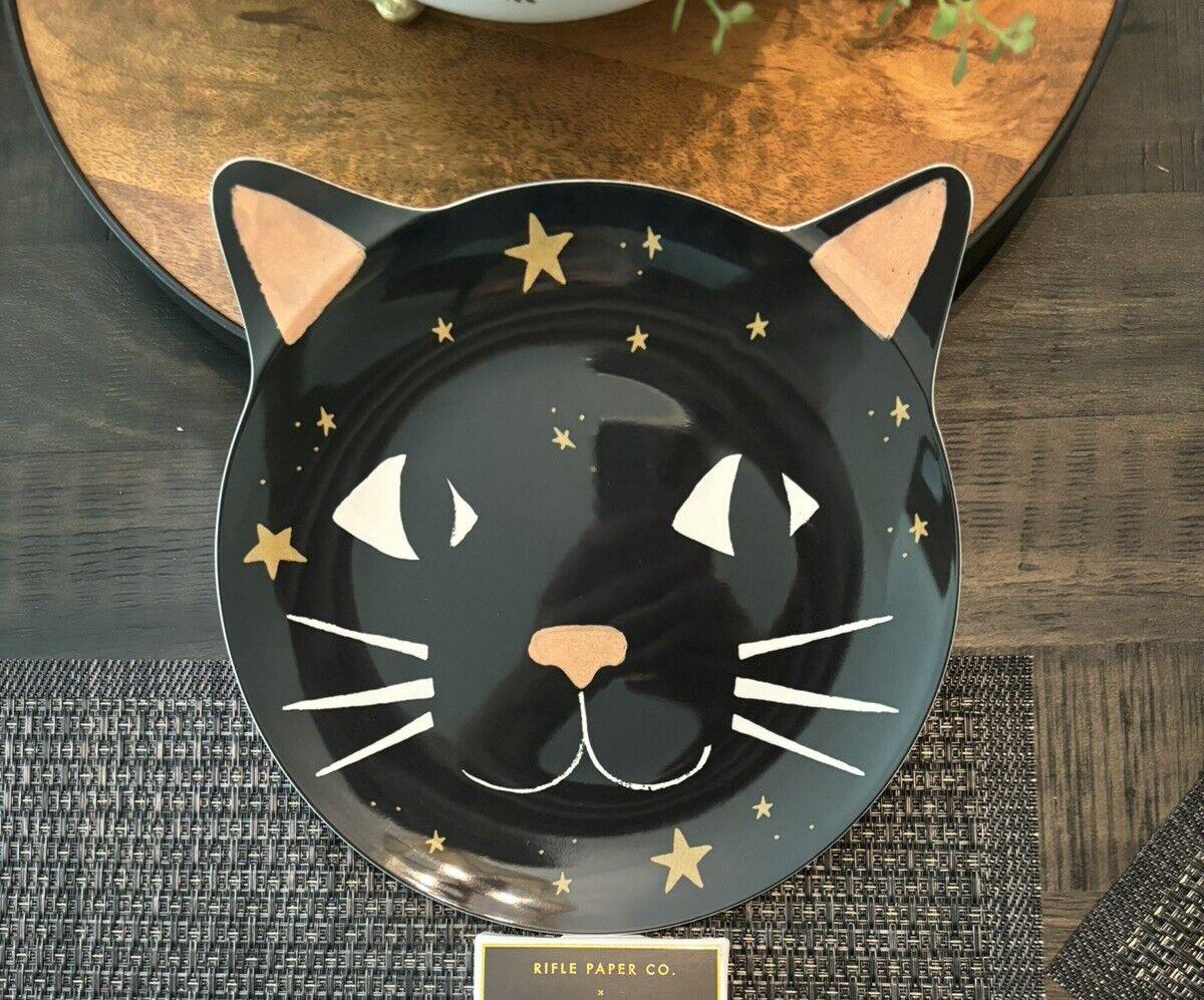 Pottery Barn Disney Plate Halloween Holiday party school black cat SET 4 gift
