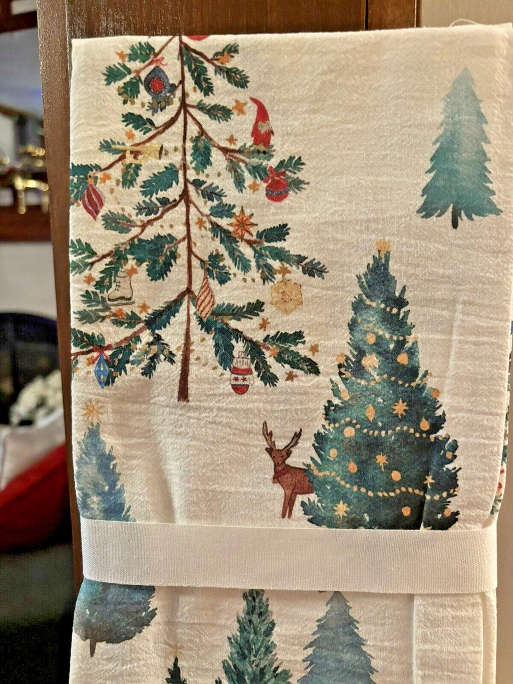 Pottery Barn Holiday Kitchen towel Christmas Country gift party guest SET 2 .