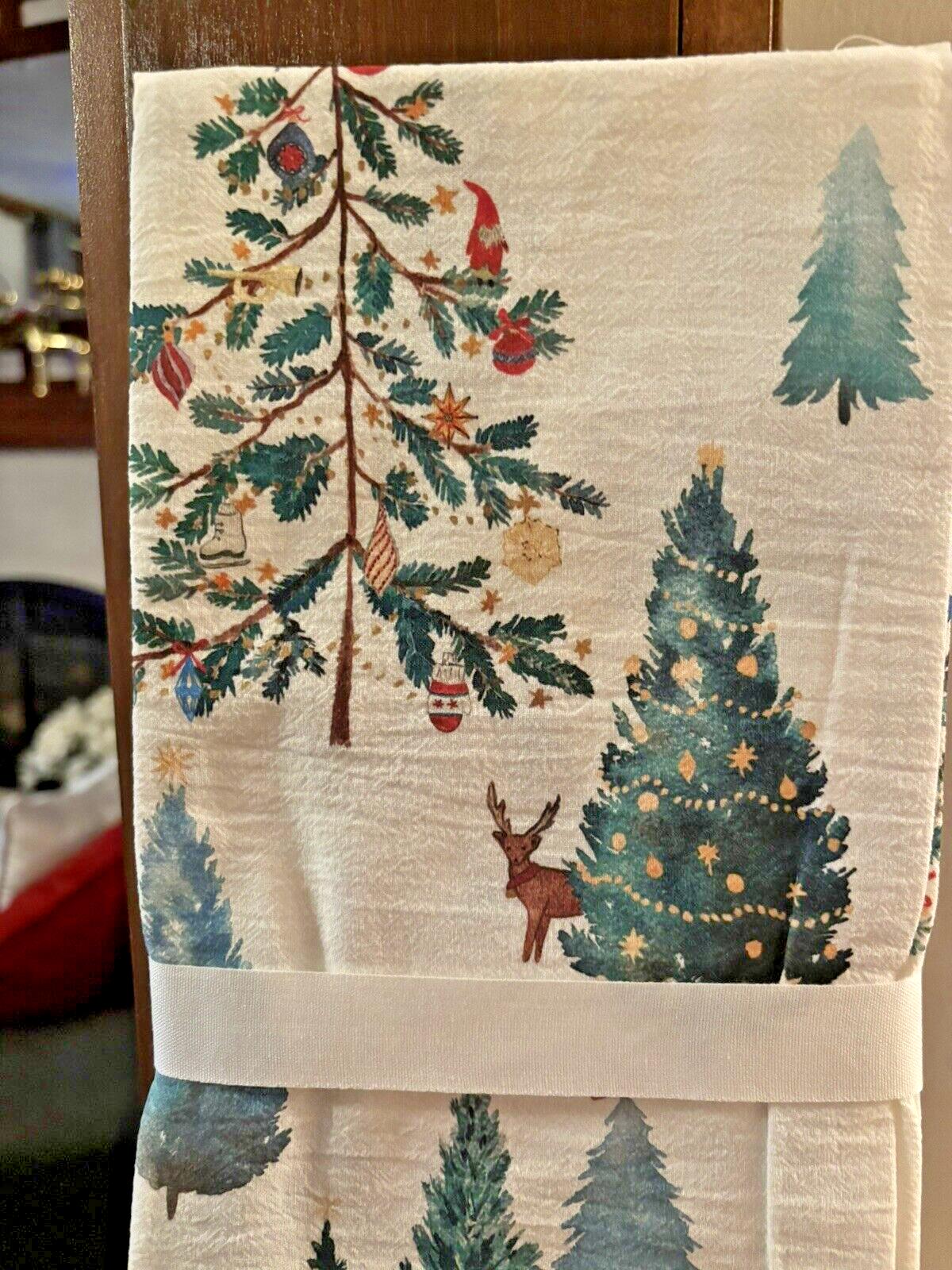 Pottery Barn Holiday Kitchen towel Christmas Country gift party guest SET 2 .