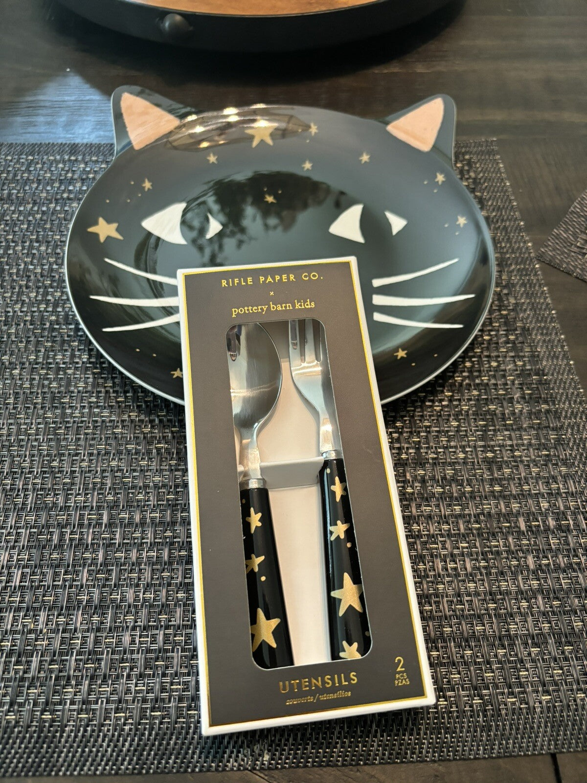 Pottery Barn Disney Plate Halloween Holiday party school black cat SET 4 gift