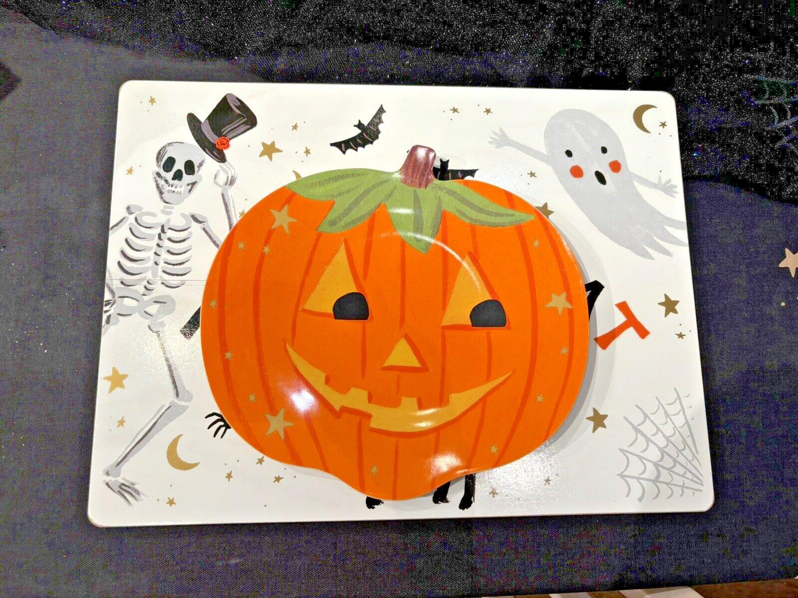Pottery Barn Holiday kid placemat Halloween Party Disney cat school Pumpkin ?? 1