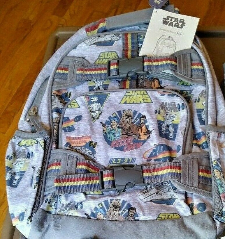 Pottery Barn school Disney backpack Solo Grogu droid Mandalorian Jedi .