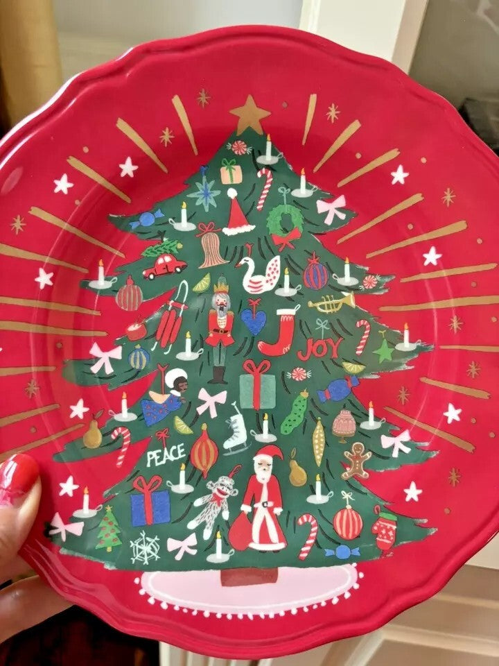 Pottery Barn Nutcracker Christmas PLATE Candy Cane Utensil  CUP holiday SET 12 m