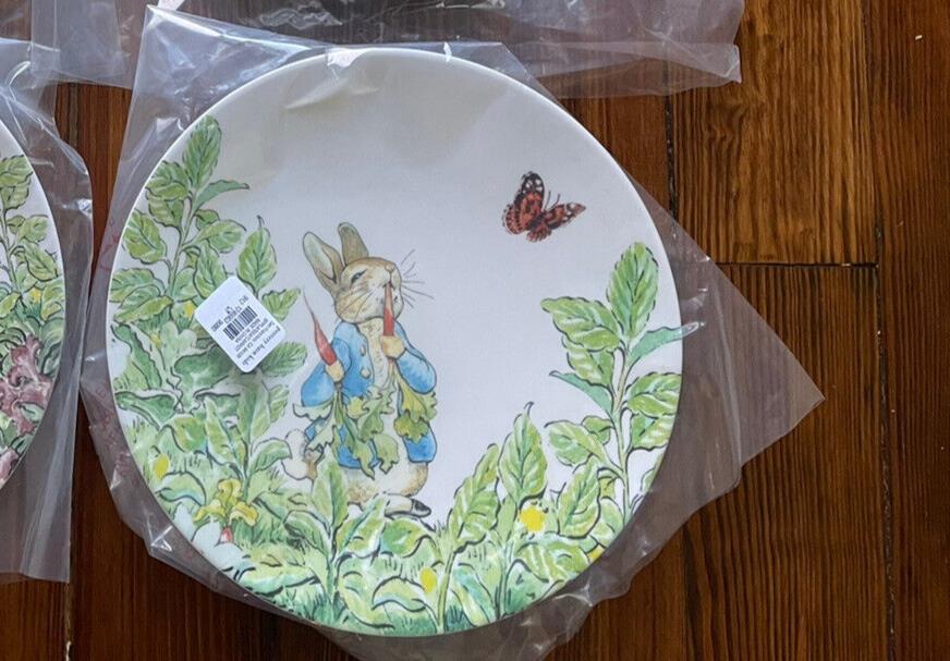 Disney Pottery Barn Plate Peter rabbit Easter holiday Bunny gift school SET 2 !