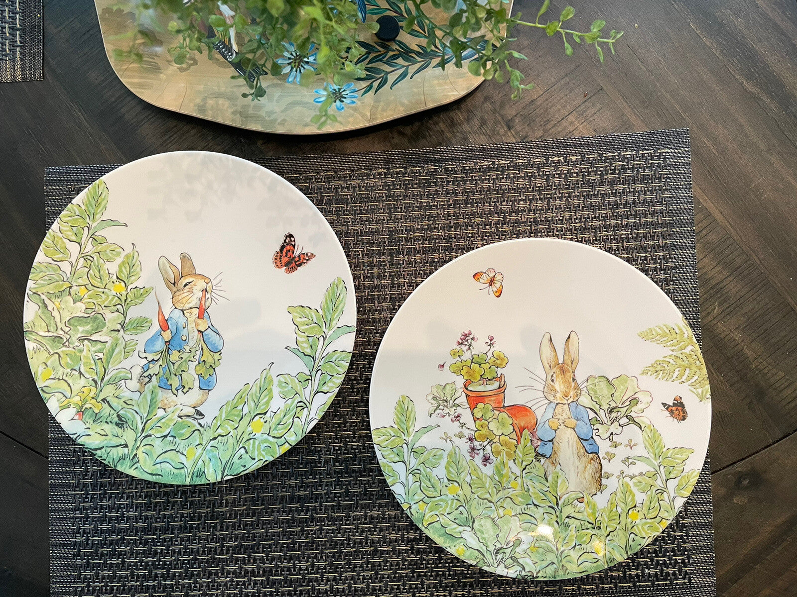 Disney Pottery Barn Plate Peter rabbit Easter holiday Bunny gift school SET 2 !