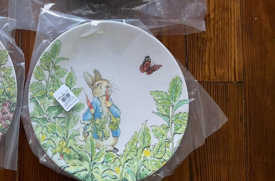 Disney Pottery Barn Plate Peter rabbit Easter holiday Bunny gift school SET 2 !
