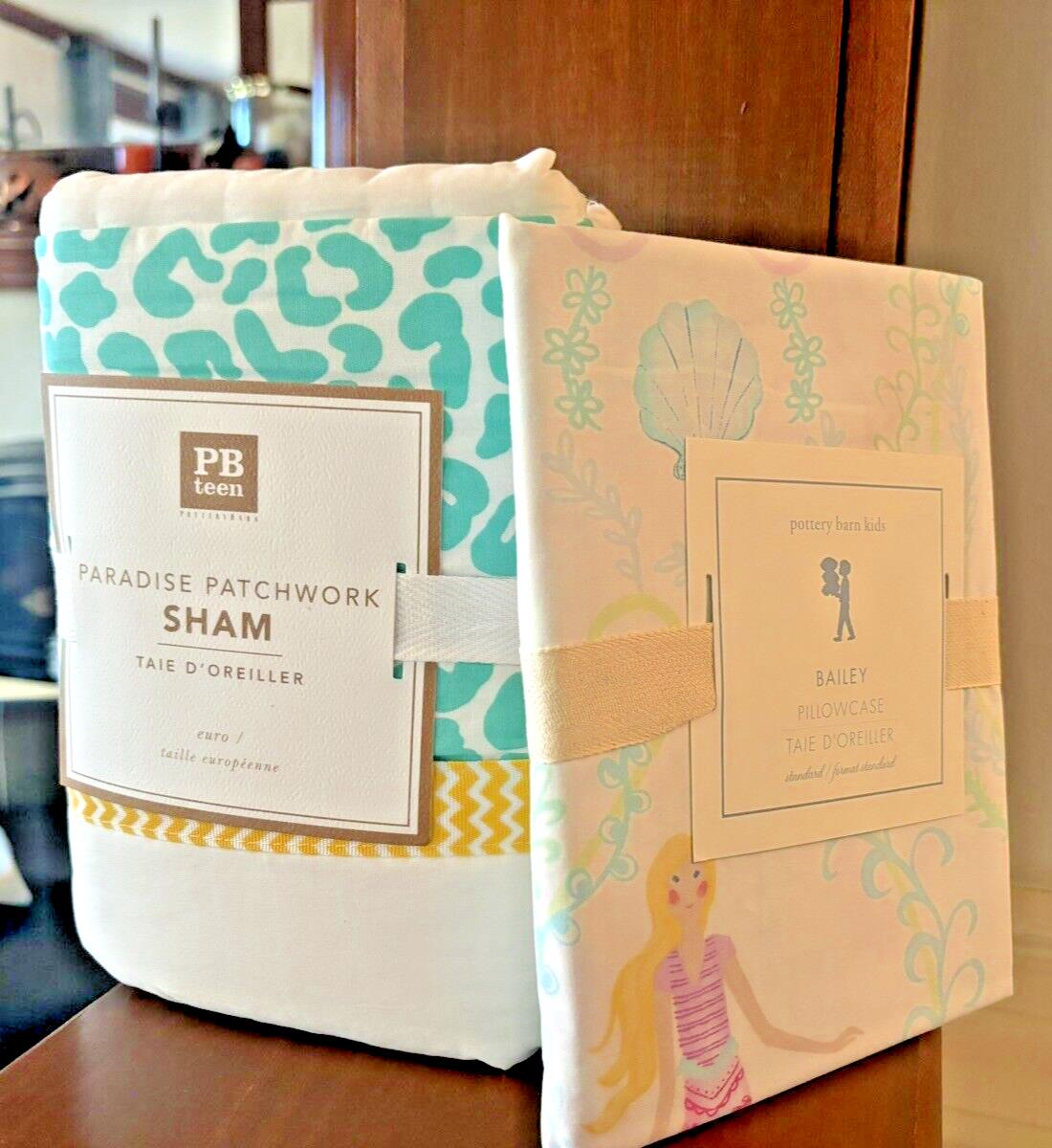 Pottery Barn Princess Beach holiday pillowcase sham Ariel Mermaid gift SET 2