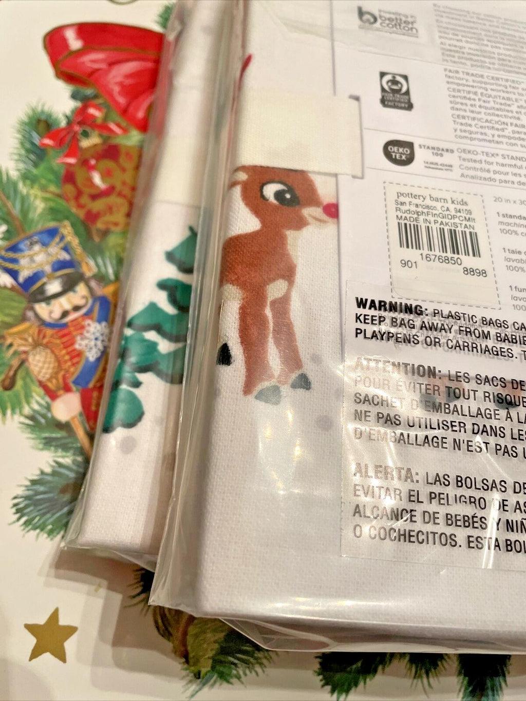 Pottery Barn holiday Rudolph Reindeer Bumble Santa Christmas pillowcase disney ]