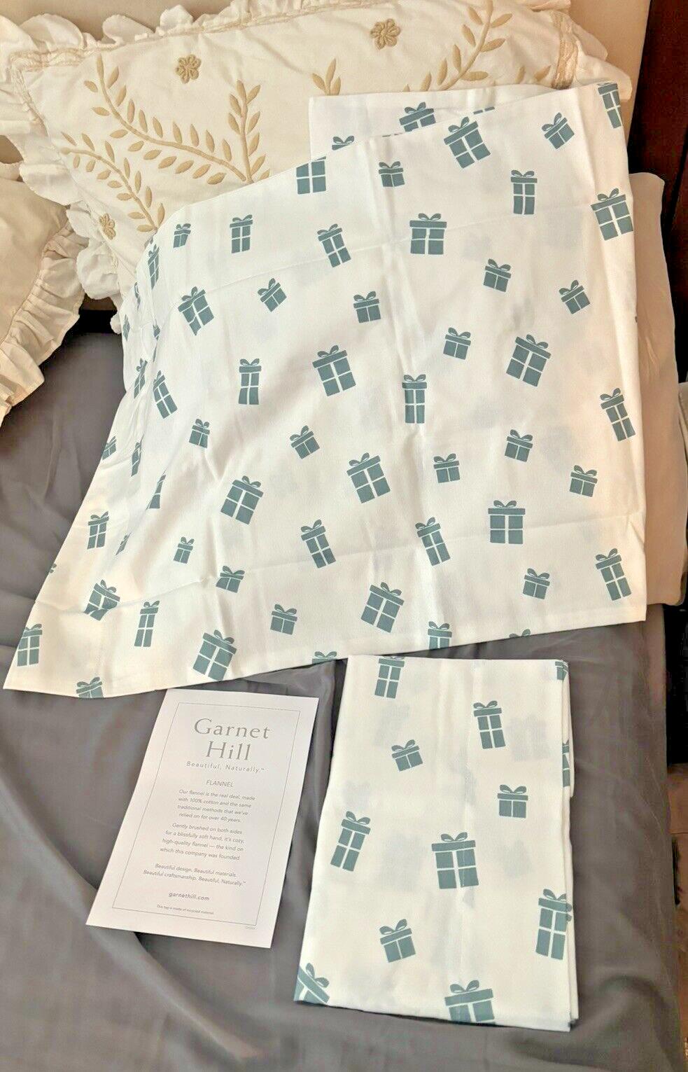 Garnet Hill holiday Christmas Winter village PillowCase Present kid bed SET 2 '