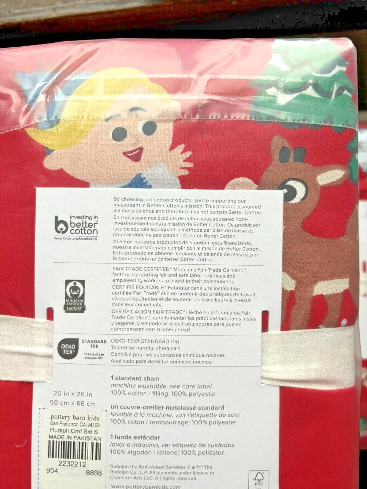 Disney Pottery Barn Pillow SHAM Holiday Christmas Rudolph Santa Bumble Party ]