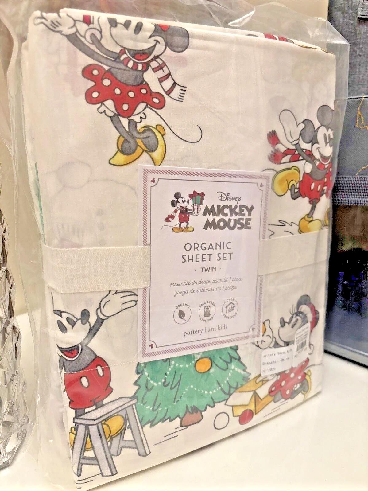 Pottery Barn Holiday Christmas Disney Mickey Mouse gift birthday Sheet set Twin