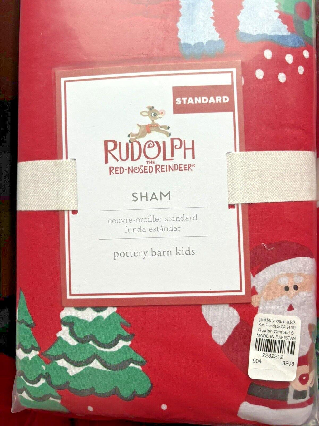 Disney Pottery Barn Pillow SHAM Holiday Christmas Rudolph Santa Bumble Party ]