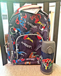 School Pottery barn Superman Marvel Avengers Comic travel bag backpack SET  ?? .
