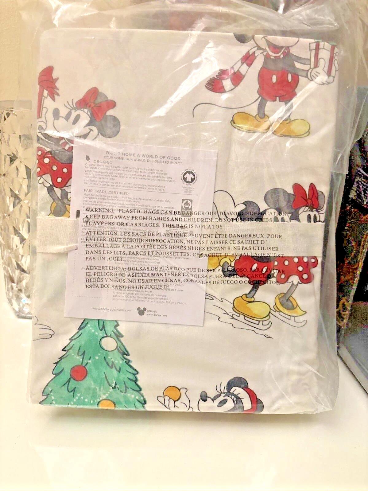 Pottery Barn Holiday Christmas Disney Mickey Mouse gift birthday Sheet set Twin