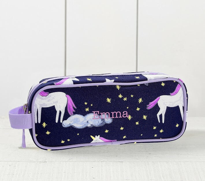 Pottery barn school Rainbow UNICORN star pencil CASE pouch gift horse holiday 1