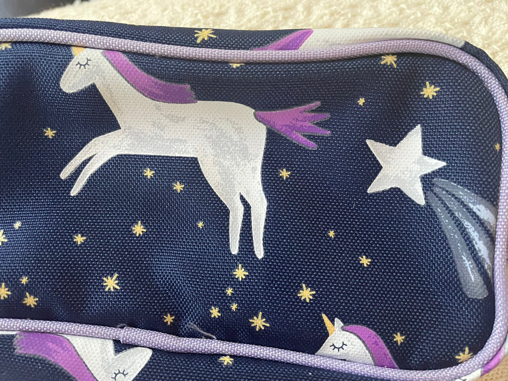 Pottery barn school Rainbow UNICORN star pencil CASE pouch gift horse holiday 1