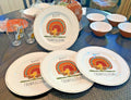 Pottery Barn snoopy peanuts holiday Thanksgiving party PLATE UTENSIL SET 8 !