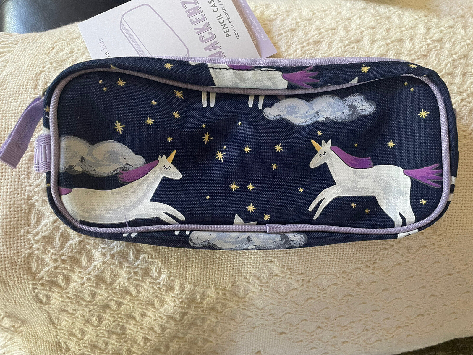 Pottery barn school Rainbow UNICORN star pencil CASE pouch gift horse holiday 1