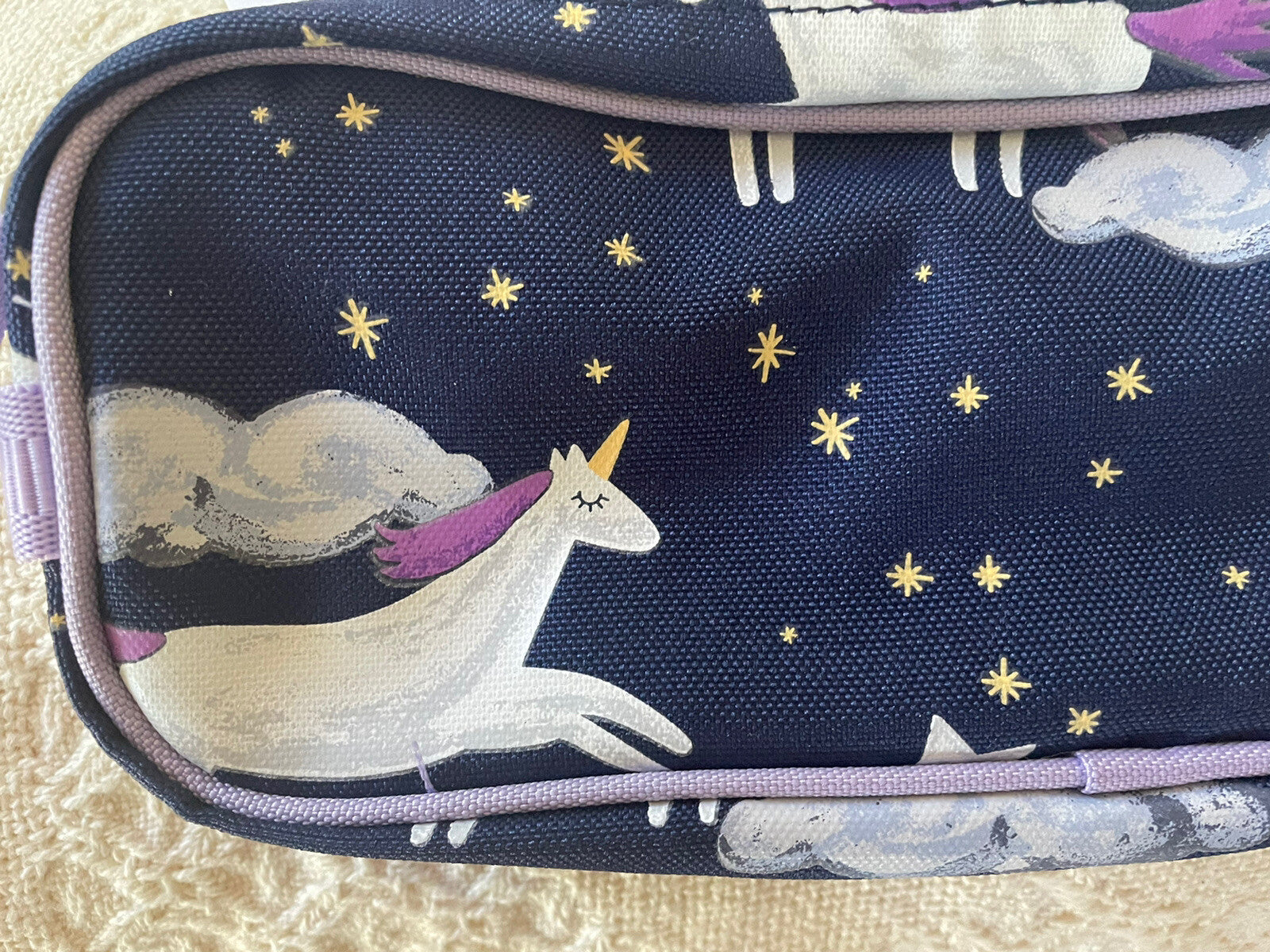 Pottery barn school Rainbow UNICORN star pencil CASE pouch gift horse holiday 1