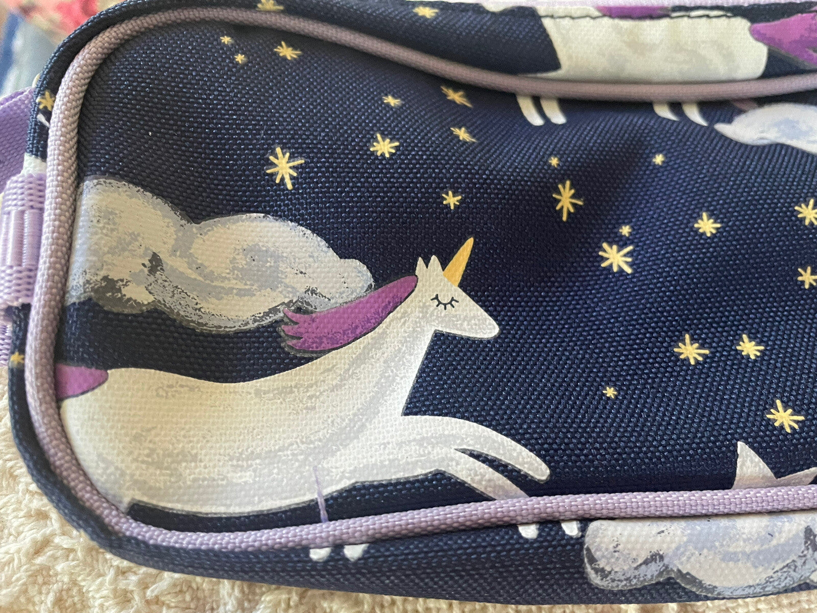 Pottery barn school Rainbow UNICORN star pencil CASE pouch gift horse holiday 1