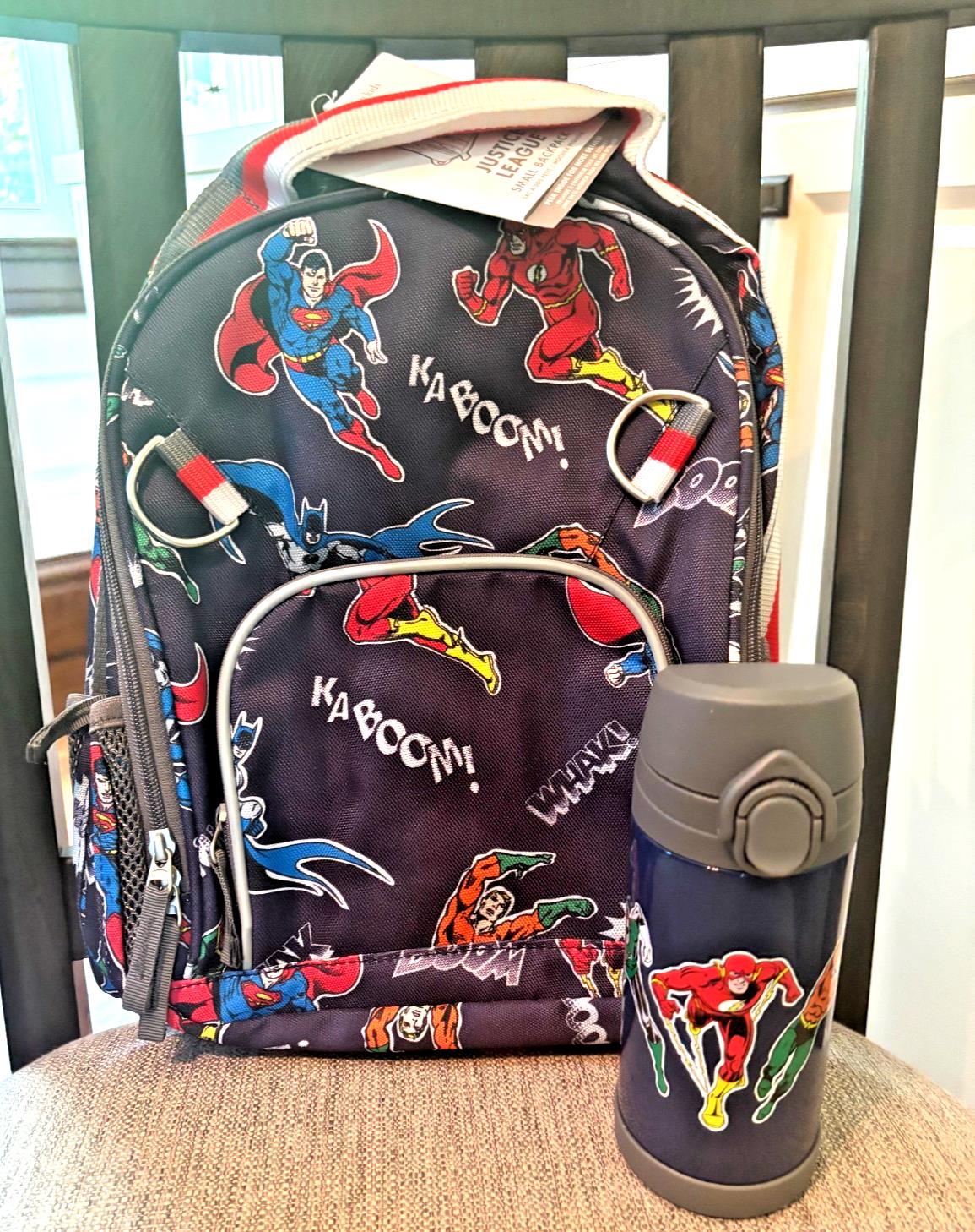 School Pottery barn Superman Marvel Avengers Comic travel bag backpack SET  ?? .