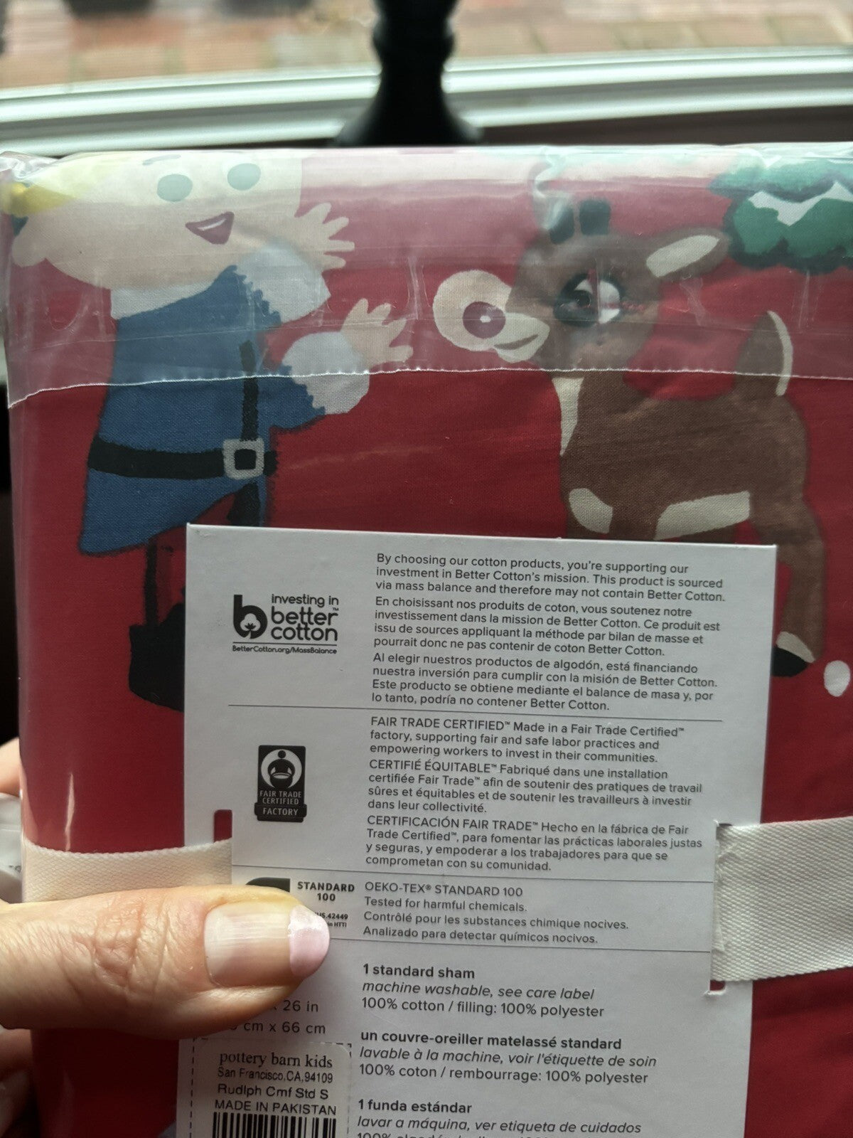 Disney Pottery Barn Pillow SHAM Holiday Christmas Rudolph Santa Bumble Party ]