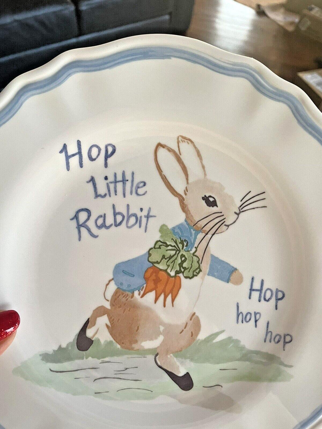 Disney Pottery Barn Peter rabbit PLATE Easter SET 2 bunny holiday party kid =