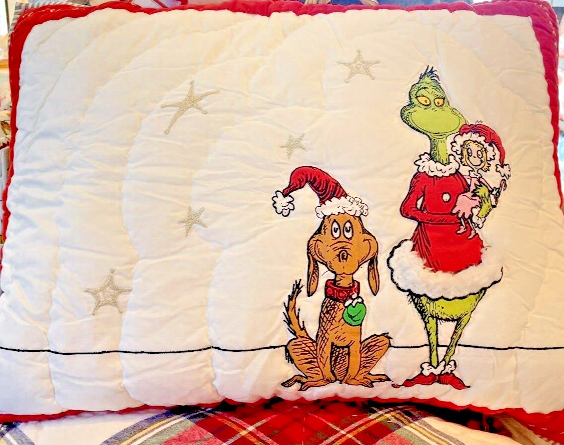 Pottery Barn Grinch Christmas Seuss Holiday Gift party Disney kid pillow sham '