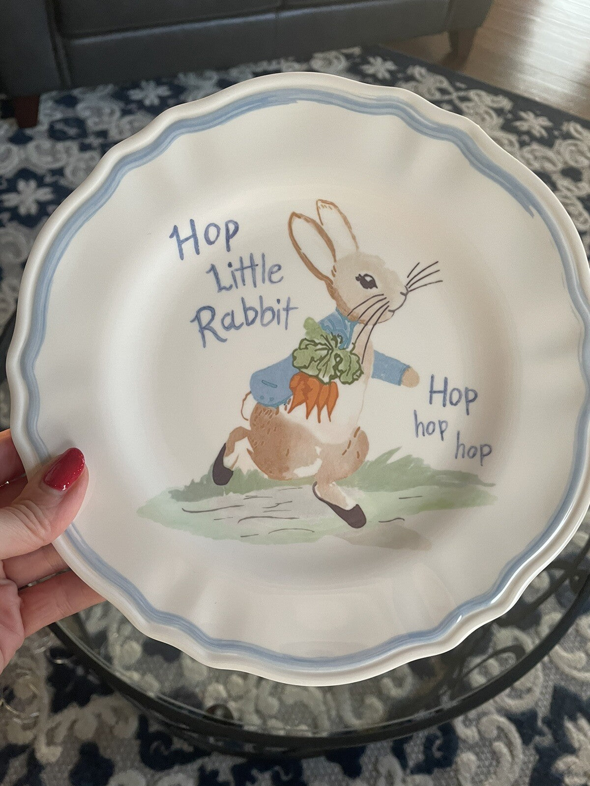 Disney Pottery Barn Peter rabbit PLATE Easter SET 2 bunny holiday party kid =