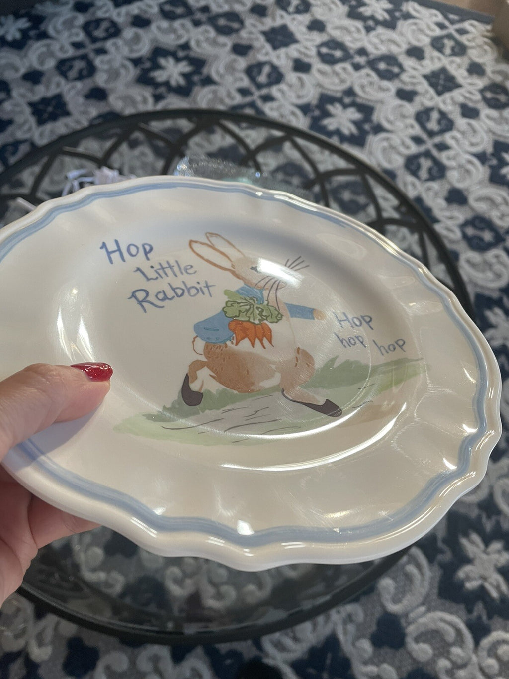 Disney Pottery Barn Peter rabbit PLATE Easter SET 2 bunny holiday party kid =