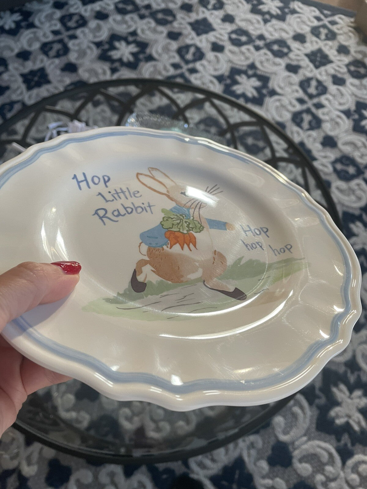 Disney Pottery Barn Peter rabbit PLATE Easter SET 2 bunny holiday party kid =