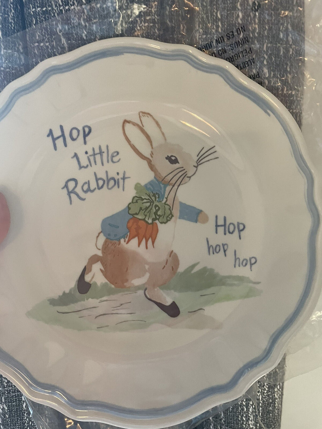 Disney Pottery Barn Peter rabbit PLATE Easter SET 2 bunny holiday party kid =