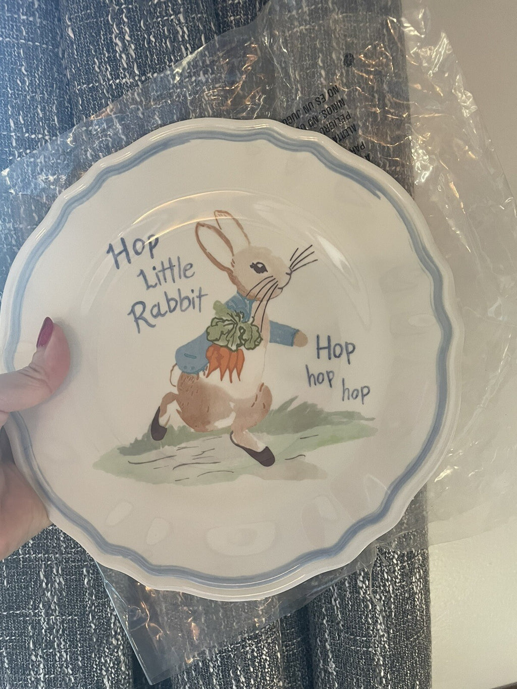 Disney Pottery Barn Peter rabbit PLATE Easter SET 2 bunny holiday party kid =