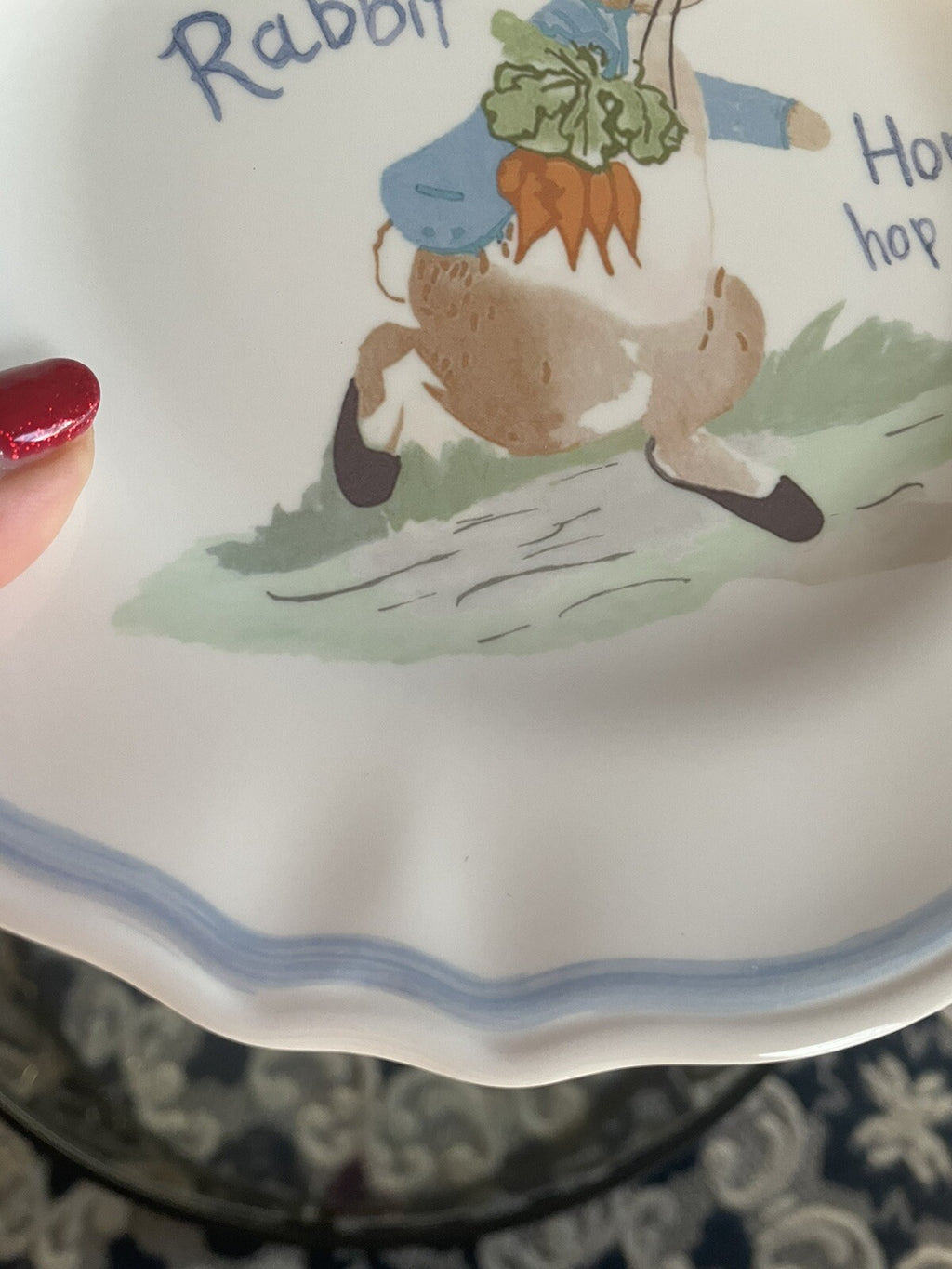 Disney Pottery Barn Peter rabbit PLATE Easter SET 2 bunny holiday party kid =