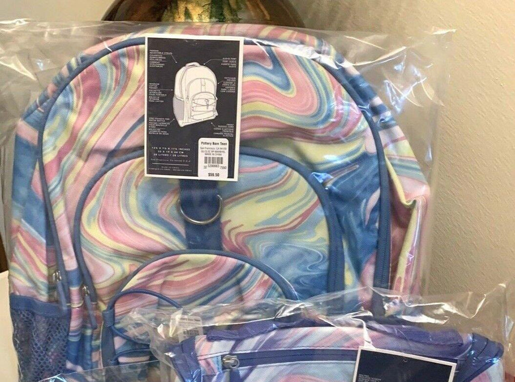 Pottery Barn school Disney LARGE backpack rainbow +LUNCH ?? TRAVEL BAG girl .