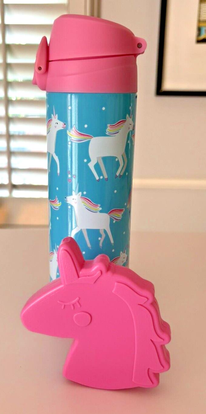 Pottery Barn School Disney Unicorn Pony WATER BOTTLE Rainbow + Bag set pre k .