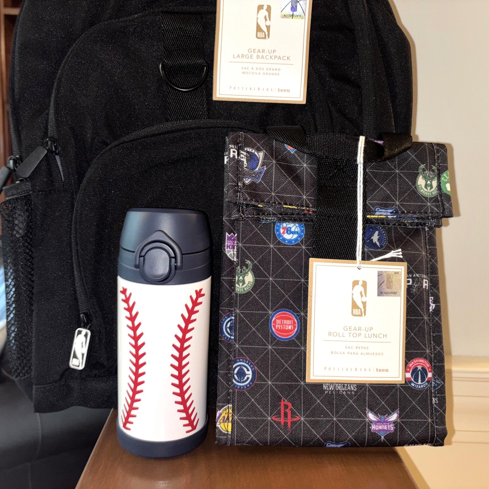 Pottery Barn School BACKPACK LUNCH WATER Bag sport BASKETBALL baseball travel