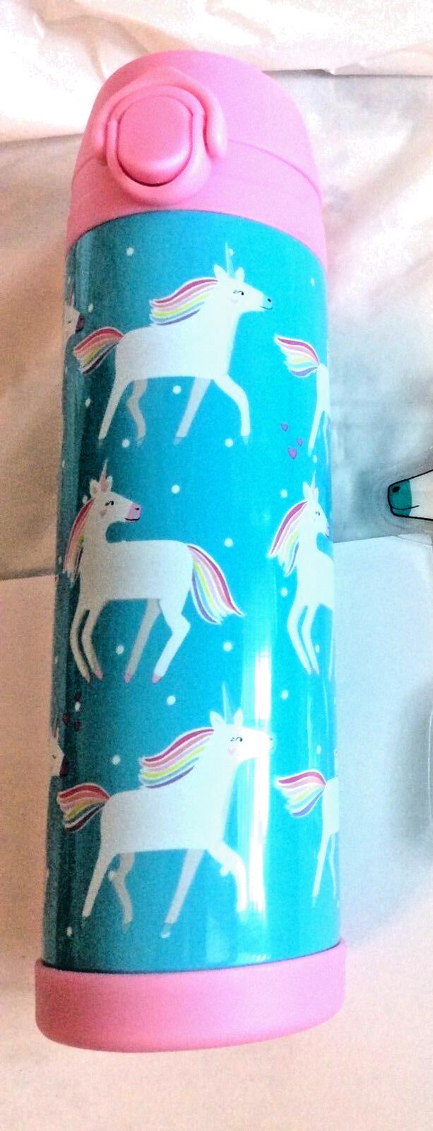 Pottery Barn School Disney Unicorn Pony WATER BOTTLE Rainbow + Bag set pre k .